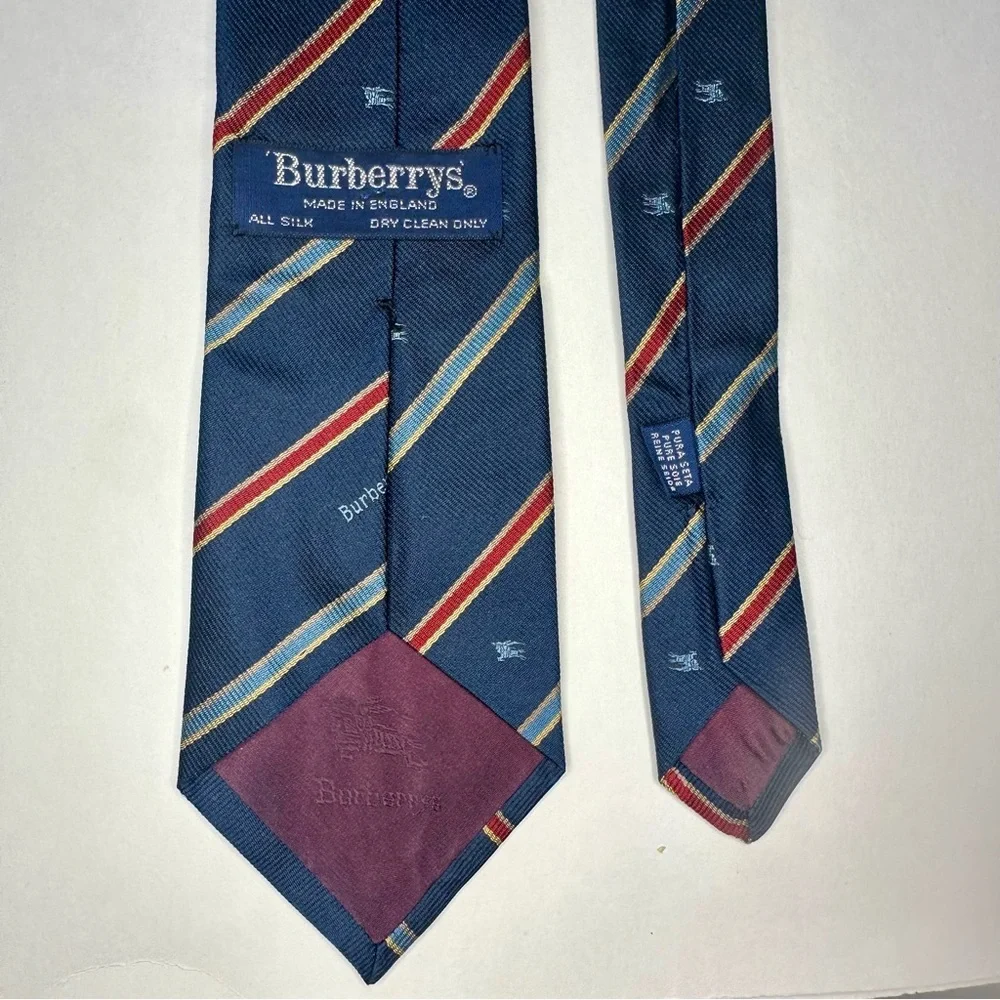 Rare Vintage Burberry of Munich Classic Blue Silk Tie 3”